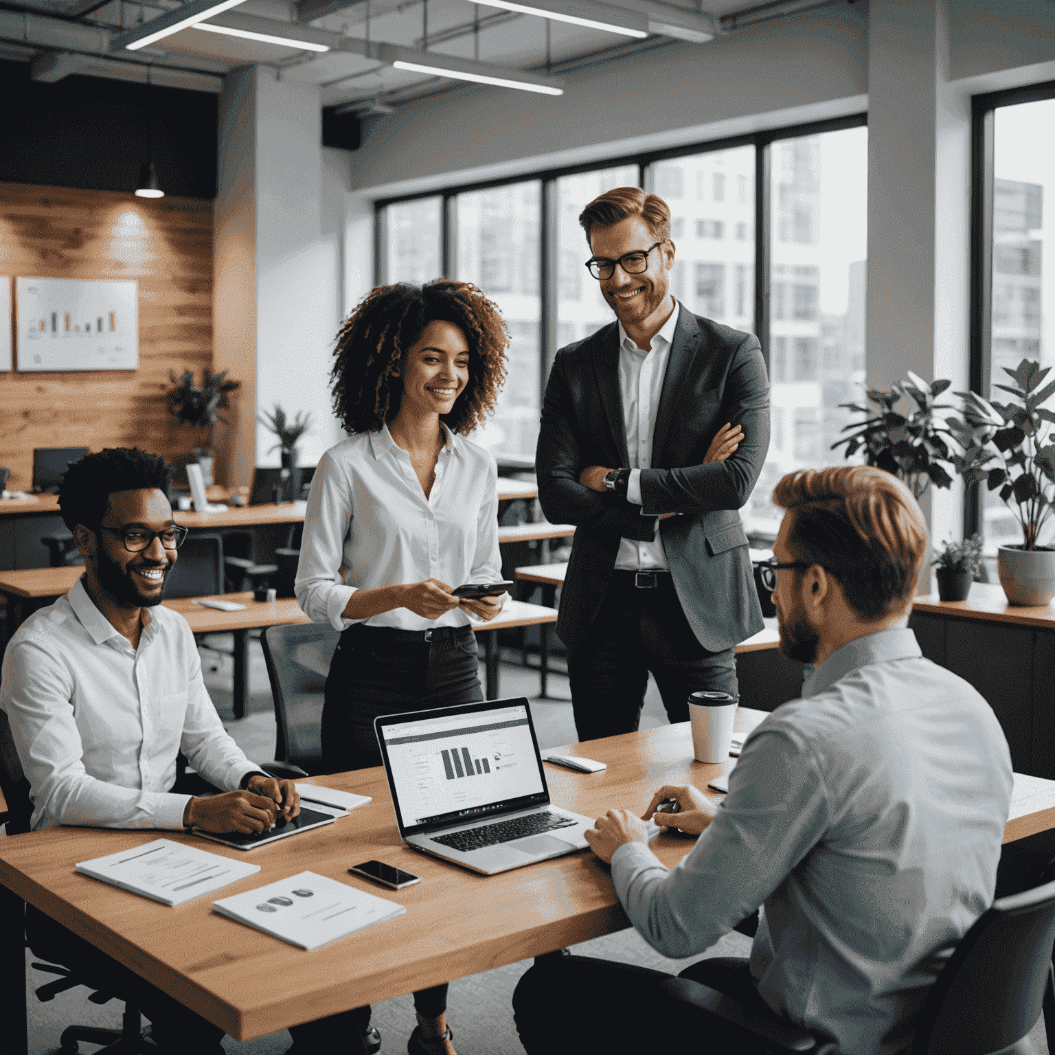 Team of fintech professionals working on payment solutions in a modern office environment, showcasing collaboration and expertise in online payment systems